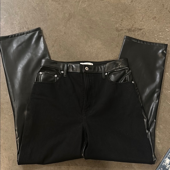 Abercrombie & Fitch Black Jeans with Leather Details - Picture 2 of 4